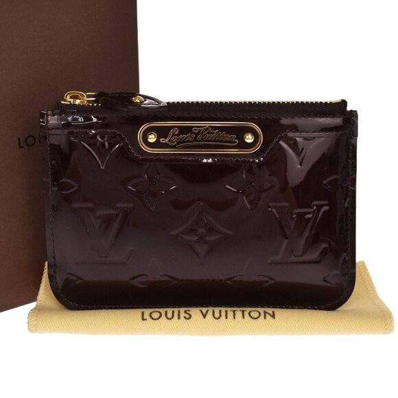 Auth LOUIS VUITTON Pochette Cles Coin Wallet Monogram Vernis Amarante - Picture 1 of 16